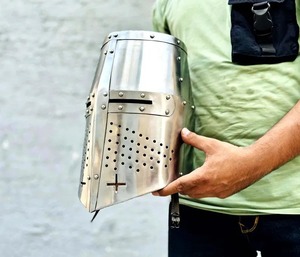 หมวกกันน็อกครูเซเดอร์ยุคกลาง | หมวกนักรบแฟนตาซี | SCA larp Knight HELMET 18 Gauge STEEL teutonic Knight - Product Image 2