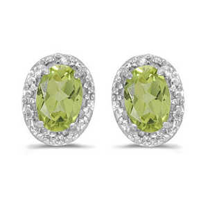 Pendientes de Oro Blanco de 14K con Diamantes y Peridoto de 1.10ct - Joyería Elegante y Lujosa - Product Image 1