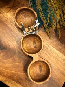 Plateau en bois avec bol à dessert aux noix d'or pour fruits secs plat à dessert petit déjeuner salade collations bol plateau plateau de table pour la cuisine à domicile - Product Image 6