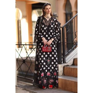 Conjunto de Camisa Bordada y Pantalón Estampado con Dupatta de Seda para Mujer, Maria.B BIC-072 - Product Image 1