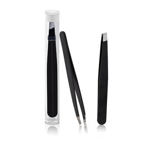 Pinzas para Cejas de Acero Inoxidable Negro con Punta Inclinada, Pinzas para Cejas al Mejor Precio - Product Image 1