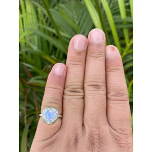 Rainbow Moonstone Heart <b>Ring</b> 925 Sterling Silver Handmade Heart Shape Gemstone <b>Ring</b> Wholesale Jewelry Supplier - Product Image 3