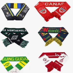 Directo de fábrica al por mayor logotipo personalizado eslogan impreso Jacquard acrílico de doble cara Deportes Fútbol promocional Fan Club bufanda de seda - Product Image 6