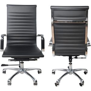 Silla Ejecutiva de Oficina Cromada con Cuero PU, Altura Ajustable, Giratoria, Ergonómica, para Conferencias y Tareas - Product Image 3