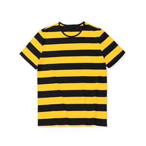 Stock de vêtements en coton de haute qualité pour hommes, t-shirt à manches courtes à col ras du cou, coupe ajustée, rayures rouges et noires, qualité d'exportation - Product Image 4