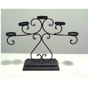 Candle <b>Holder</b> Stand 5 Arms Iron Tea Light Candle <b>Holder</b> <b>Black</b> Color for Home Living Room Party Wedding Table Top Decorative - Product Image 2