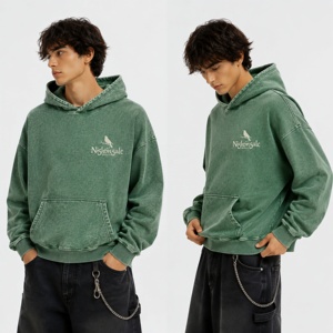 Sweat à capuche en molleton de coton surdimensionné, teint et lavé, effet vintage délavé, épaules tombantes, sur mesure - Product Image 6