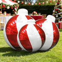 Boule décorative gonflable géante de Noël, boule miroir gonflable brillante en forme de canne à sucre, grande boule de Noël gonflable brillante