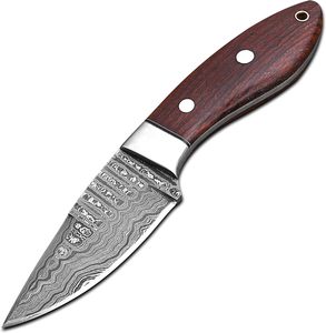 Couteau de chasse et de dépouillement de luxe en acier damas fait à la main pleine soie manche en bois de rose pris en charge par OEM livraison directe en gros - Product Image 1