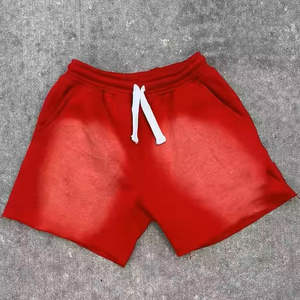 Pantalones Cortos Deportivos para Hombre, Estilo Vintage, Lavado, Sublimación, Desgastado por el Sol, con Bolsillos Traseros Elegantes, Cordones Largos, Cintura Elástica Alta, 100% - Product Image 1