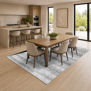 Tapis de salon en chenille gris argenté traditionnel anatolien imprimé numériquement, lavable en machine, antidérapant, vente en gros RUGS DEPOT LXDP-0011 - Product Image 4