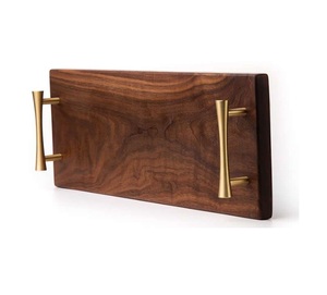 Plateau en bois moderne vintage avec poignée en métal, dernier modèle, plateau de service en bois fait main, vente en gros - Product Image 1