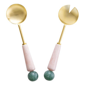 Serveur à salade de qualité vintage Outils à salade avec poignées en marbre Parfait pour les événements spéciaux Hôtel et Resort de l'Inde - Product Image 1