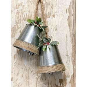 Campanas grises galvanizadas Campana colgante de tamaño personalizado único TCD Decoraciones navideñas Hierro de latón para aplicaciones de regalo o artesanía - Product Image 2