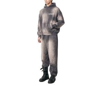 Survêtements en molleton gris vintage avec logo personnalisé survêtements délavés au soleil 400 g/m² ensemble pantalon de survêtement et sweat à capuche vierge délavé à l'acide - Product Image 6