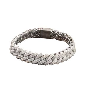 Ice Out Cuban Link Bracelet Or Blanc VVS Moissanite Diamant Coupe Ronde Style Hip Hop pour Homme Argent Sterling 925 - Product Image 2