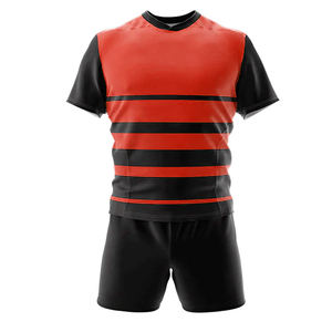 Vente chaude 100% Polyester Rugby Uniforme Nouveau Style Personnalisé Équipe Utiliser Maillots Shorts et Ensembles Bas Prix Manches Courtes Longueur - Product Image 1