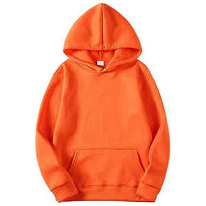 Sweat-shirt à capuche orange pour hommes et femmes, pull-over décontracté uni, poches latérales, manches longues, réversible, respirant, streetwear - Product Image 4