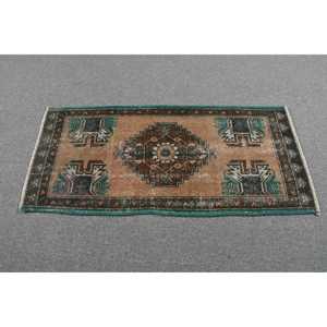 Turkish Vintage Small Rug 1.6x3.6 ft, <b>Brown</b> <b>Wool</b> Rug - Product Image 3