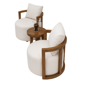 Juego de Sala de Estar Moderno de 3 Piezas, Sillones con Estructura de Madera y Mesa Lateral, Muebles de Lujo para Hostelería - Product Image 6