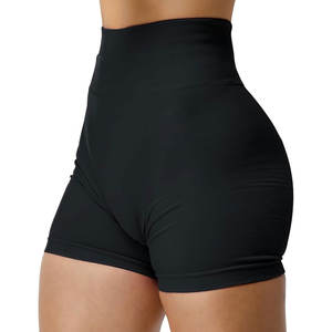 High Quality Compression Fitness <b>Yoga</b> High Waist Elastic Waist Anti-Bacterial Solid Knee Custom Spandex/Polyester Sports Bikers - Product Image 1