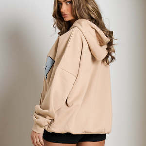 เสื้อฮู้ดแขนยาวเต็มตัวมีซิปสำหรับผู้หญิงเสื้อมีฮู้ดสไตล์โอเวอร์ไซส์กันยับและระบายอากาศได้ดี - Product Image 2