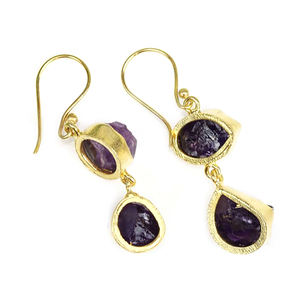 Handmade Double Gemstone <b>Dangle</b> <b>Earrings</b> Natural Raw Tanzanite Crystal Jewelry for <b>Men</b> and Women with Protection Benefits - Product Image 4