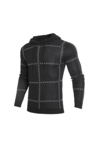 Streetwear tendance élégant pour hommes, pull à capuche 100% coton, confortable, pull à manches longues pour l'extérieur, tenue décontractée géométrique - Product Image 6