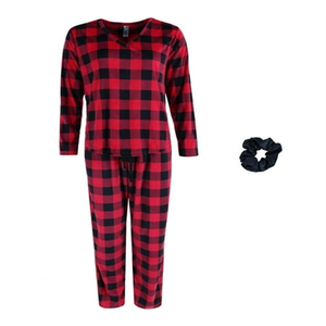 PJ Couture Set da Notte in Flanella a Quadri Buffalo per Donna, Rosso e Nero, Chiusura con Bottoni, Taglia M, Morbido Abbigliamento Sostenibile per l'Inverno - Product Image 4