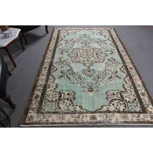 Alfombra de lana clásica verde Beige de 5,4x9,2 pies, diseño turco Aubusson, alfombra para sala de estar, látex de retazos para uso en pasillo y dormitorio - Product Image 3