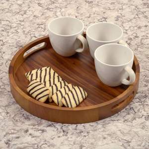 <b>Wooden</b> <b>Round</b> Trays Created For Decorative Table Styling With Natural Grain And Elegant Design - Product Image 4
