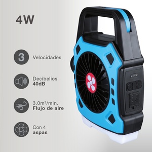 Ventilatore da campeggio con torcia LED da 4W 180Lm (Niaros 201810004) - Product Image 3