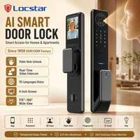 Serrure de porte intelligente Locstar Tuya Golden Video avec reconnaissance faciale 3D, empreinte digitale et prise en charge de la carte mémoire pour portes en aluminium/bois/acier