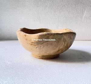 Bols à salade ronds en bois naturel faits à la main bols en bois d'acacia avec utilisation bol à salade en bois de service de légumes de table - Product Image 2