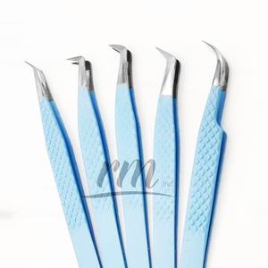 Pinces à cils RMI Private Label Silver Tip, pointe en fibre, logo personnalisé, pointe en fibre pour extensions de cils en volume, pinces à cils à pointe en fibre - Product Image 1