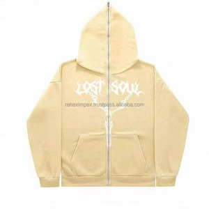 Sudadera con capucha personalizada con cremallera completa para invierno Unisex Colores sólidos 100% Algodón Transpirable Premium Feel Impresión y bordado digital - Product Image 1