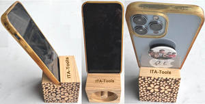 ITA Tools North America Ash Wood Cube <b>Phone</b> <b>Stand</b> 75x75x75mm with No Battery Amplifier - Product Image 3