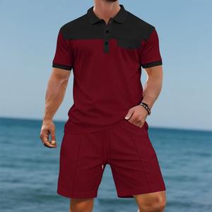 Tendance Élégant Respirant Shorts Chemise Ensemble Personnalisé Décontracté Col Montant T-shirts Ensembles Top Qualité En Gros Shorts Ensemble pour Hommes - Product Image 6