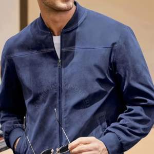 2024 O-Neck Nylon Bomber <b>Jacket</b> for Men High Quality <b>Smart</b> Casual Top Zipper Closure Winter Wear Spring Canvas Fabric New Plain - Product Image 6