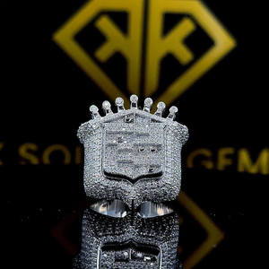 Bague glacée, bague Moissanite à coupe ronde personnalisée, bagues de rappeur Moissanite VVS glacées en argent 925, bague Hip Hop pour hommes - Product Image 3