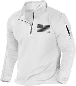 OEM for Flag Graphic Pocket Pullover Patriotic Quater <b>Zip</b> <b>Hooded</b> Long Sleeve Winter Embroidered Sweatshirts - Product Image 1
