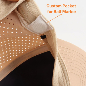 Wholesale Custom Side Tee Holder Breathable Golf Hat 5 Panel Rope <b>Cap</b> Laser Cut Ventilation Snapback Sports <b>Cap</b> Vietnam Supplier - Product Image 6