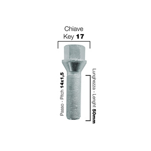 10 bulloni ch.17 14x1,5 l.50mm - Product Image 2