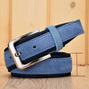 Cinturones de Cuero de Gamuza de Lujo para Hombre y Mujer, Diseño Sólido con Hebilla de Pin, Estilo Casual, Ajustable para Jeans - Product Image 2