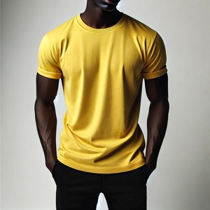 T-shirts pour hommes imprimés sur mesure avec logo sur le devant Col roulé Coupe normale 100% coton Respirant Style décontracté Motif solide - Product Image 3