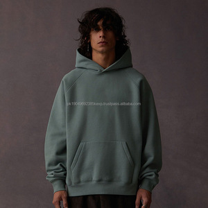 Custom embroidered logo 400gsm cotton no string <b>hoodie</b> <b>fleece</b> terry streetwear designer heavyweight <b>oversize</b> <b>men</b> vintage <b>hoodie</b> - Product Image 2