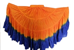 Jupe de danse latine Lux Artisan teinte à la main, 25 yards, entièrement évasée, en coton, pour femmes, faite à la main, style bohème, maxi, ceinture ajustable à la taille - Product Image 5