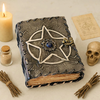 Carnet en cuir véritable fait main, style vintage, avec pentagramme, Grimoire Wiccan, livre de sorts, carnet de croquis, art gothique, sorcellerie, graduation
