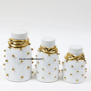 Modern Style Hammered Design Double Side Handle Shiny Polished <b>Sets</b> of 2 <b>Canister</b> For Spice Tools Storage Holder - Product Image 2