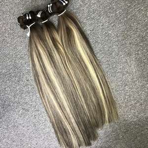 Venta al por mayor 100% Super doble dibujado Virgen Remy Extensiones de cabello humano Piano Color de alta calidad para Genius Weft - Product Image 5